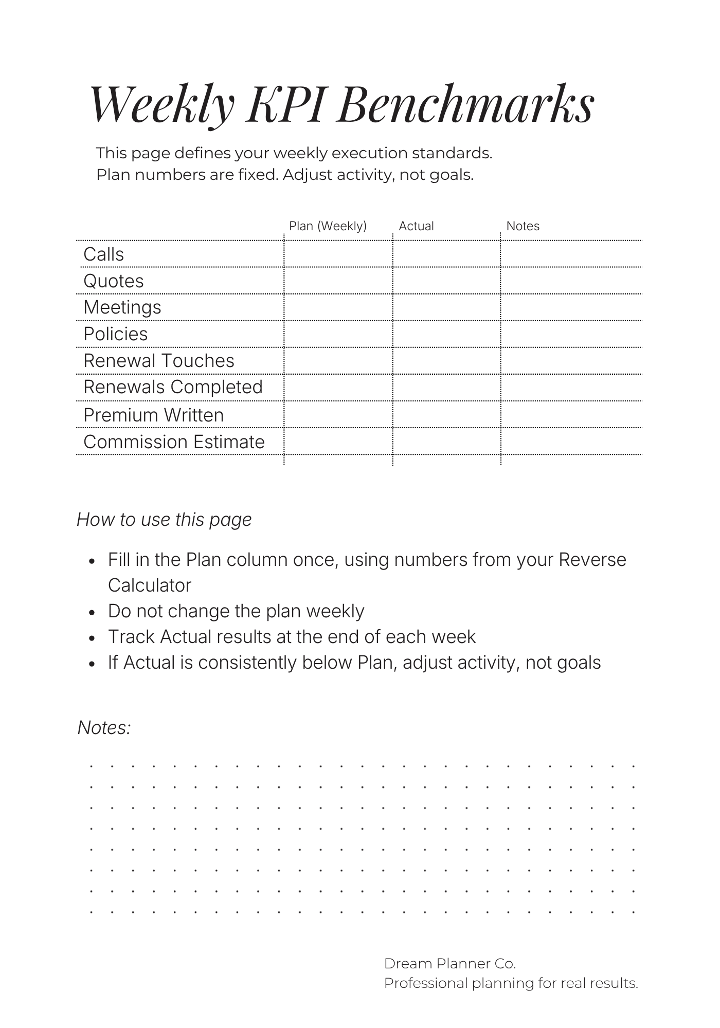 Revenue Control Undated Planner for Insurance Agents: Pipeline, Portfolio & Renewal Tracking System to Increase Commission, Manage Clients, and Control Daily Production
