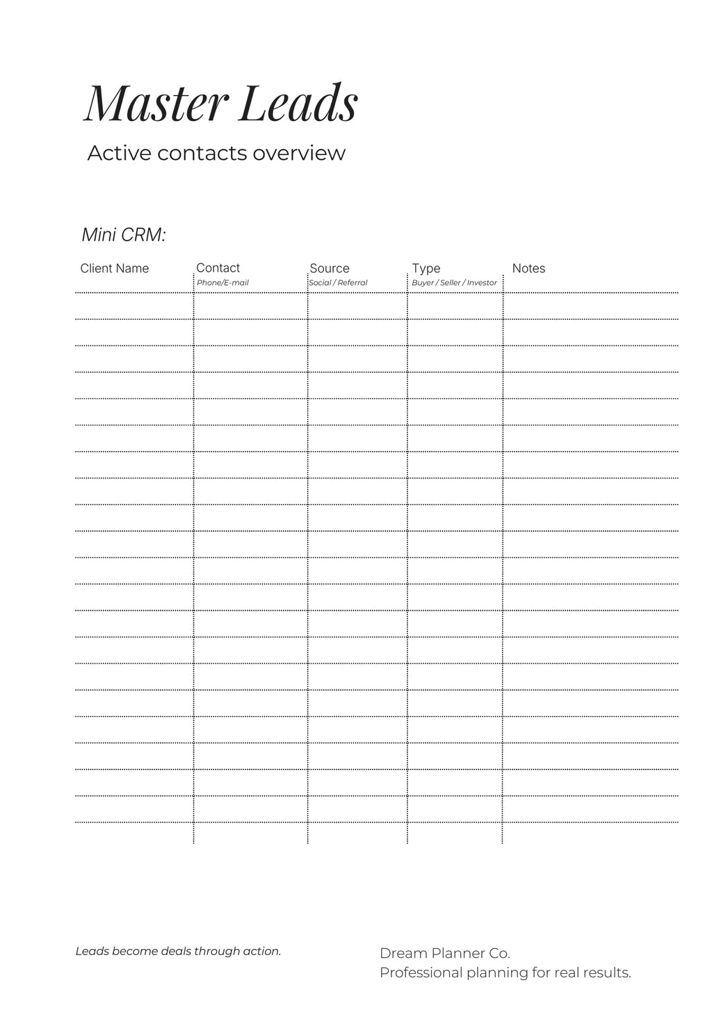 Dream Realtor Planner – Results Edition | Undated Sales Planner