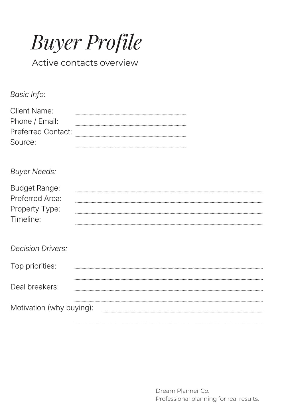 Dream Realtor Planner – Results Edition | Undated Sales Planner