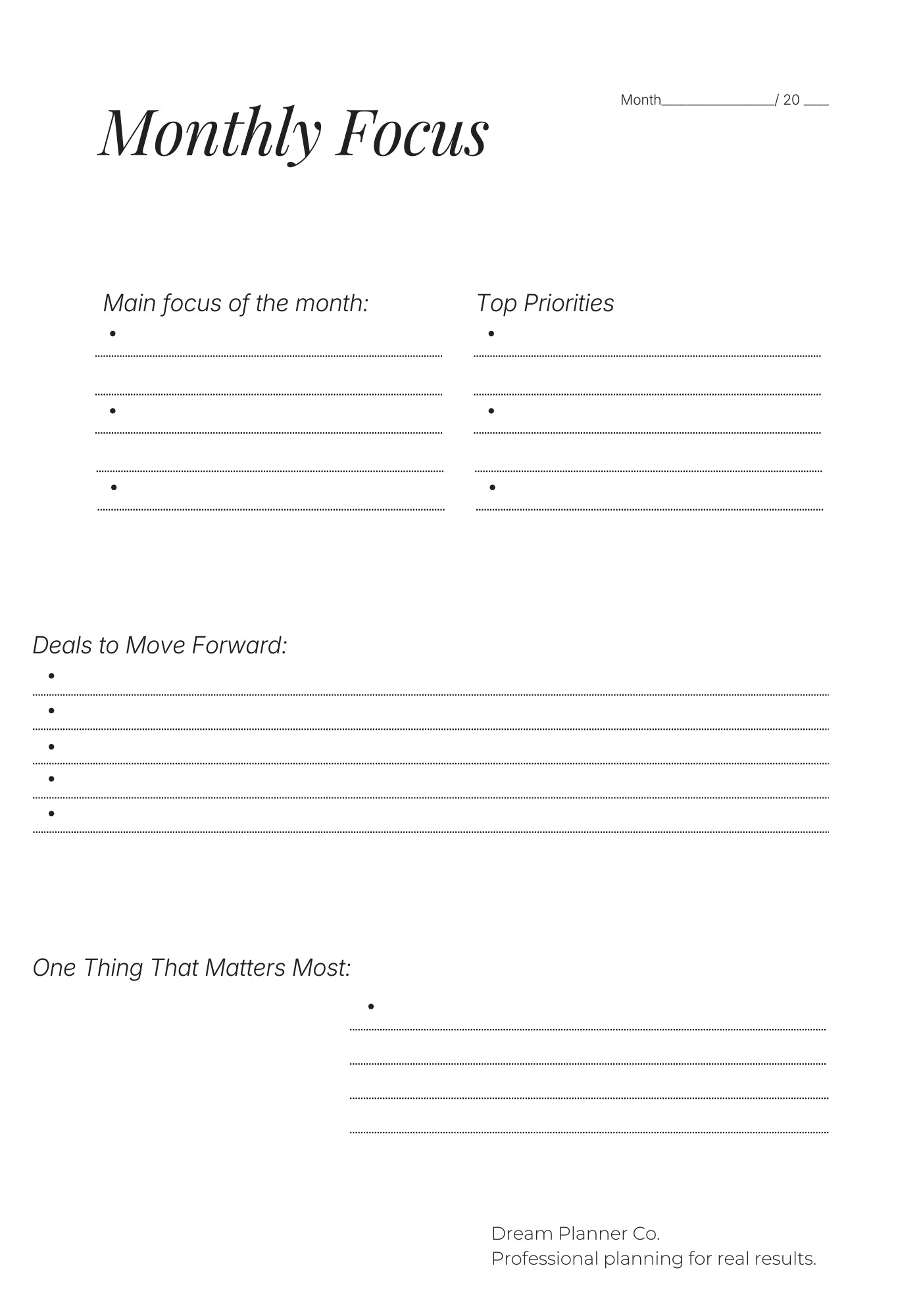 Dream Realtor Planner — Focus Edition: An Undated Productivity System for Real Estate Professionals