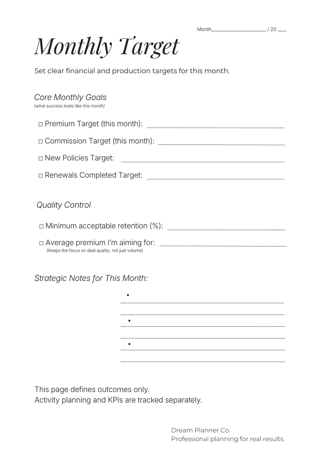 Revenue Control Undated Planner for Insurance Agents: Pipeline, Portfolio & Renewal Tracking System to Increase Commission, Manage Clients, and Control Daily Production