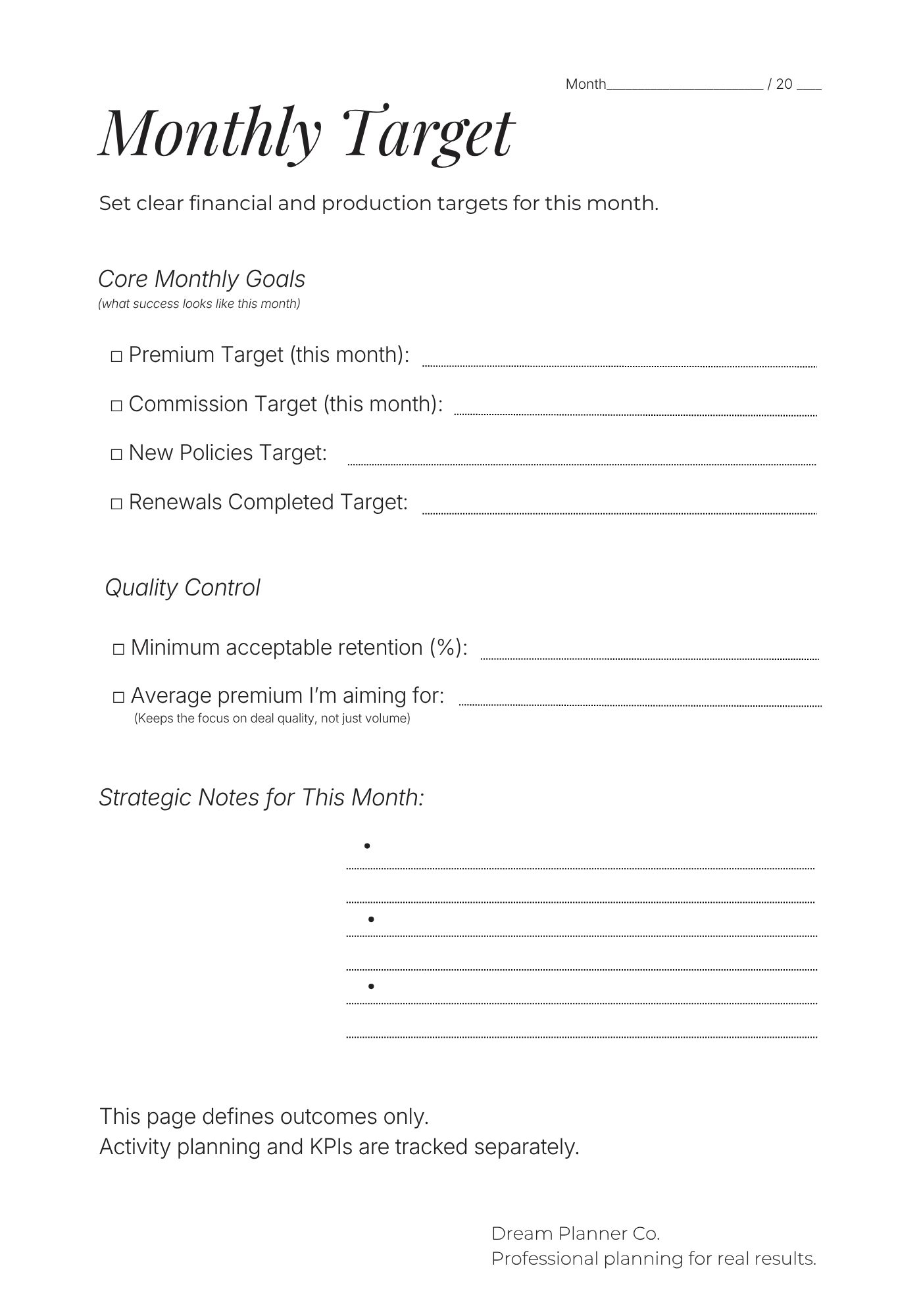 Revenue Control Undated Planner for Insurance Agents: Pipeline, Portfolio & Renewal Tracking System to Increase Commission, Manage Clients, and Control Daily Production