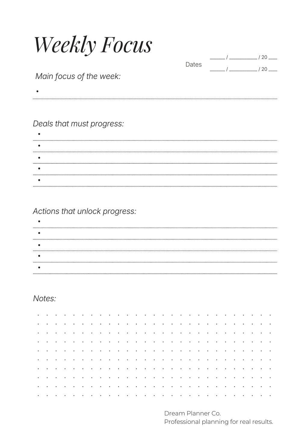 Dream Realtor Planner – Results Edition | Undated Sales Planner