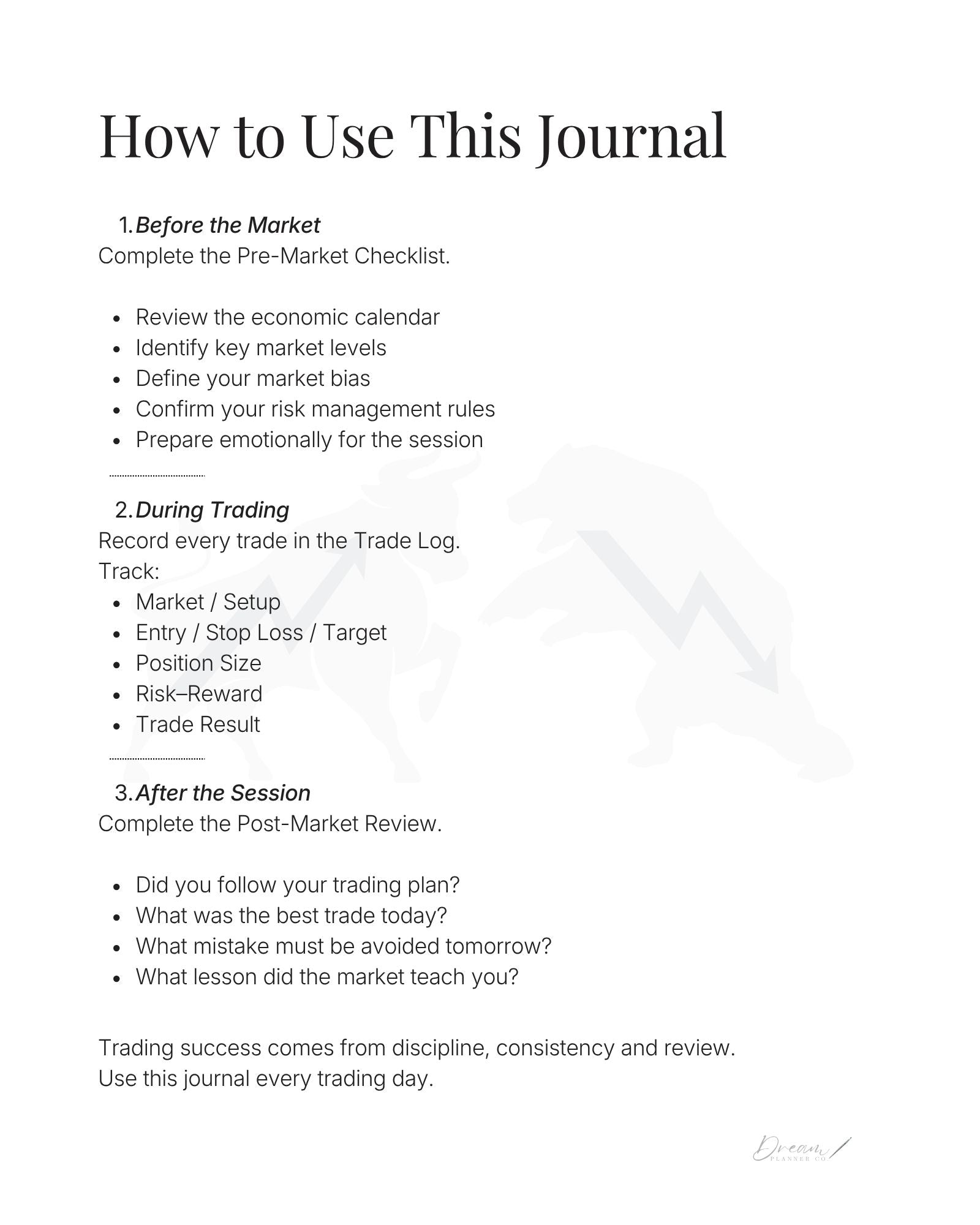 Professional Trading Journal: Trade Log Book & Performance Tracker for Stock, Forex and Crypto Traders | Daily Trading Planner with Risk Management and Strategy Review