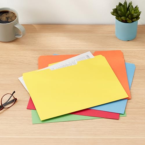 Amazon Basics File Folders with Tabs, Letter Size (100 Pack)