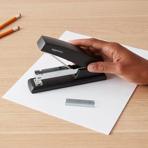 Amazon Basics Office Stapler with Staples | Non-Slip Desk Stapler