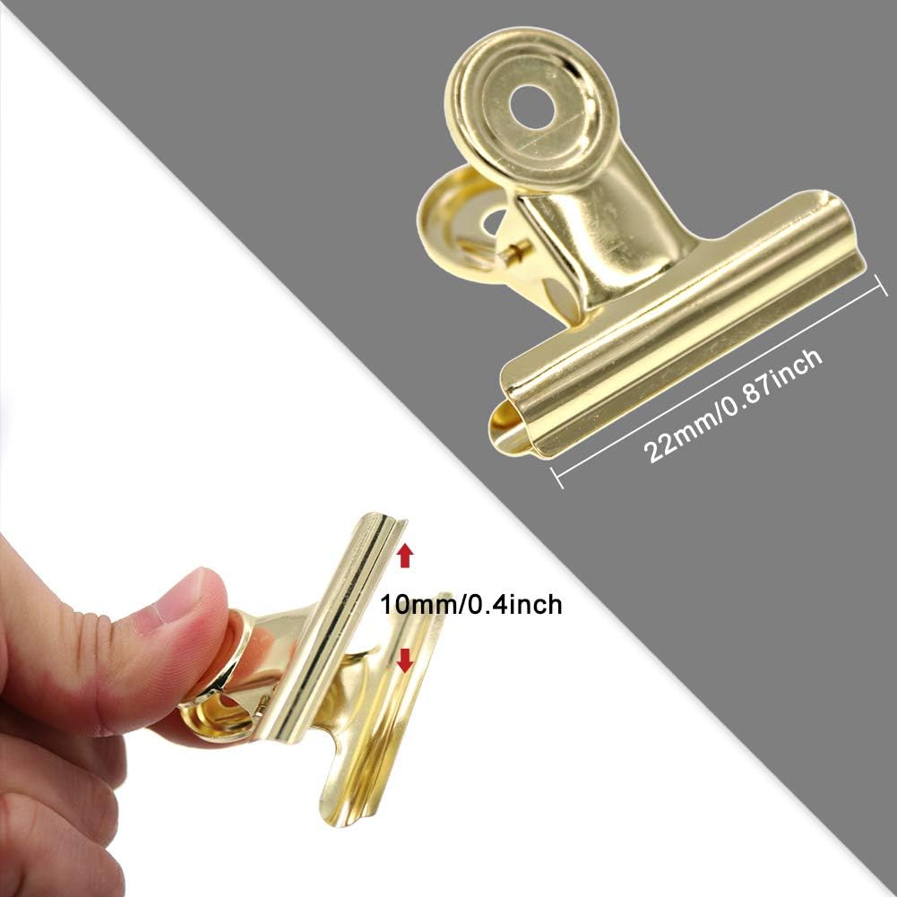 Small Gold Bulldog Clips (30-Pack) – Mini Metal Binder Clips