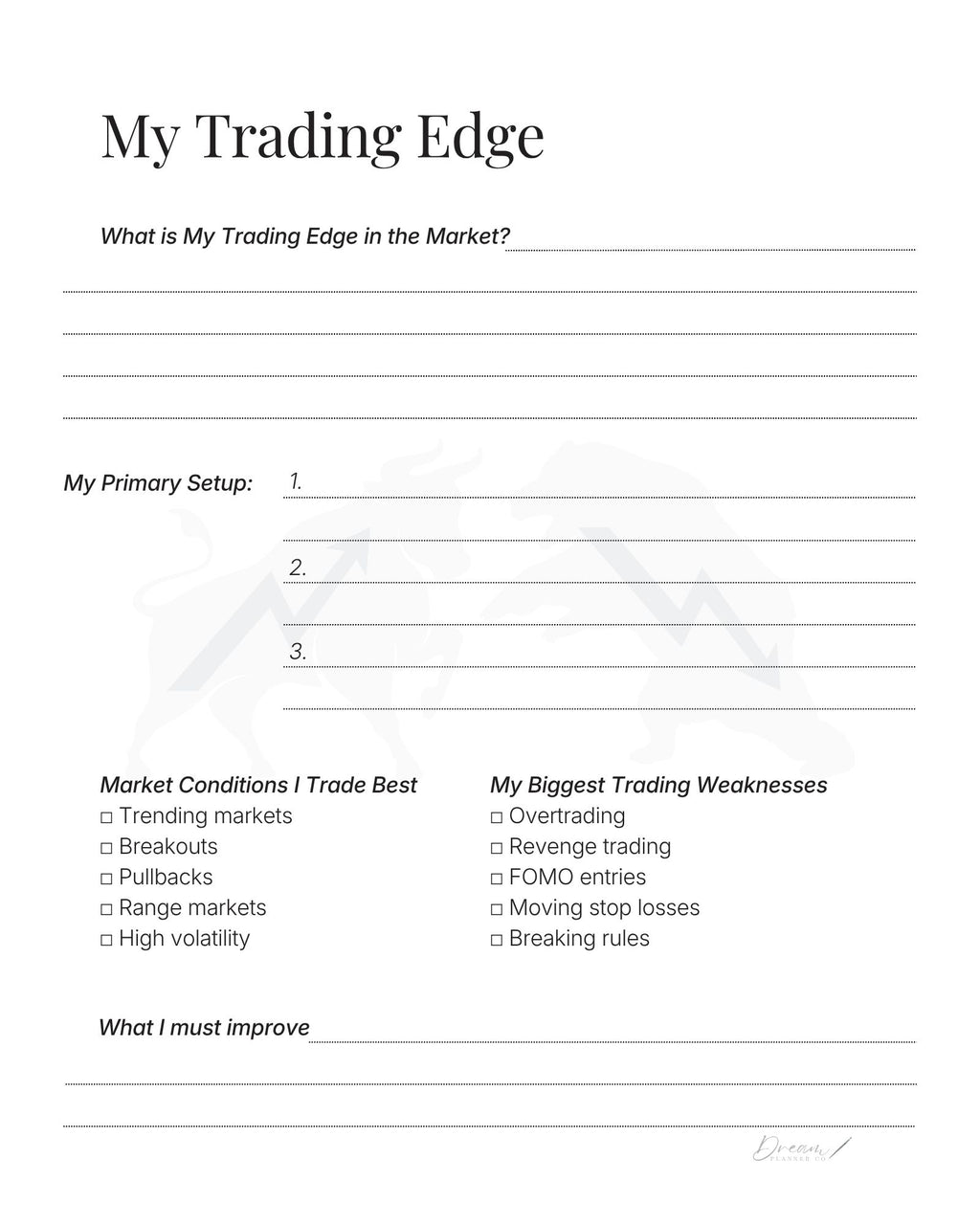Professional Trading Journal: Trade Log Book & Performance Tracker for Stock, Forex and Crypto Traders | Daily Trading Planner with Risk Management and Strategy Review