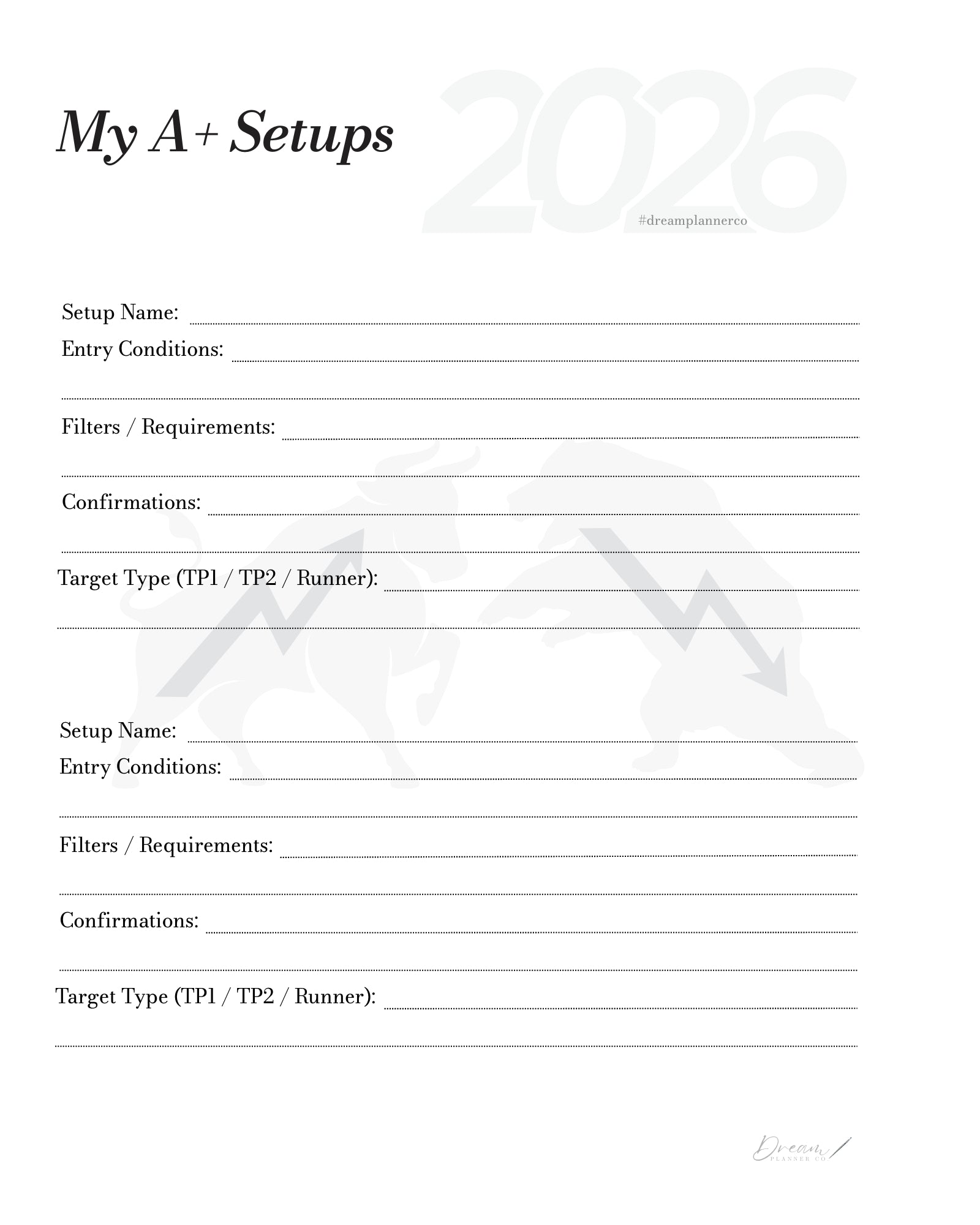 Trader Planner 2026 | Daily Trading Journal & Risk Management