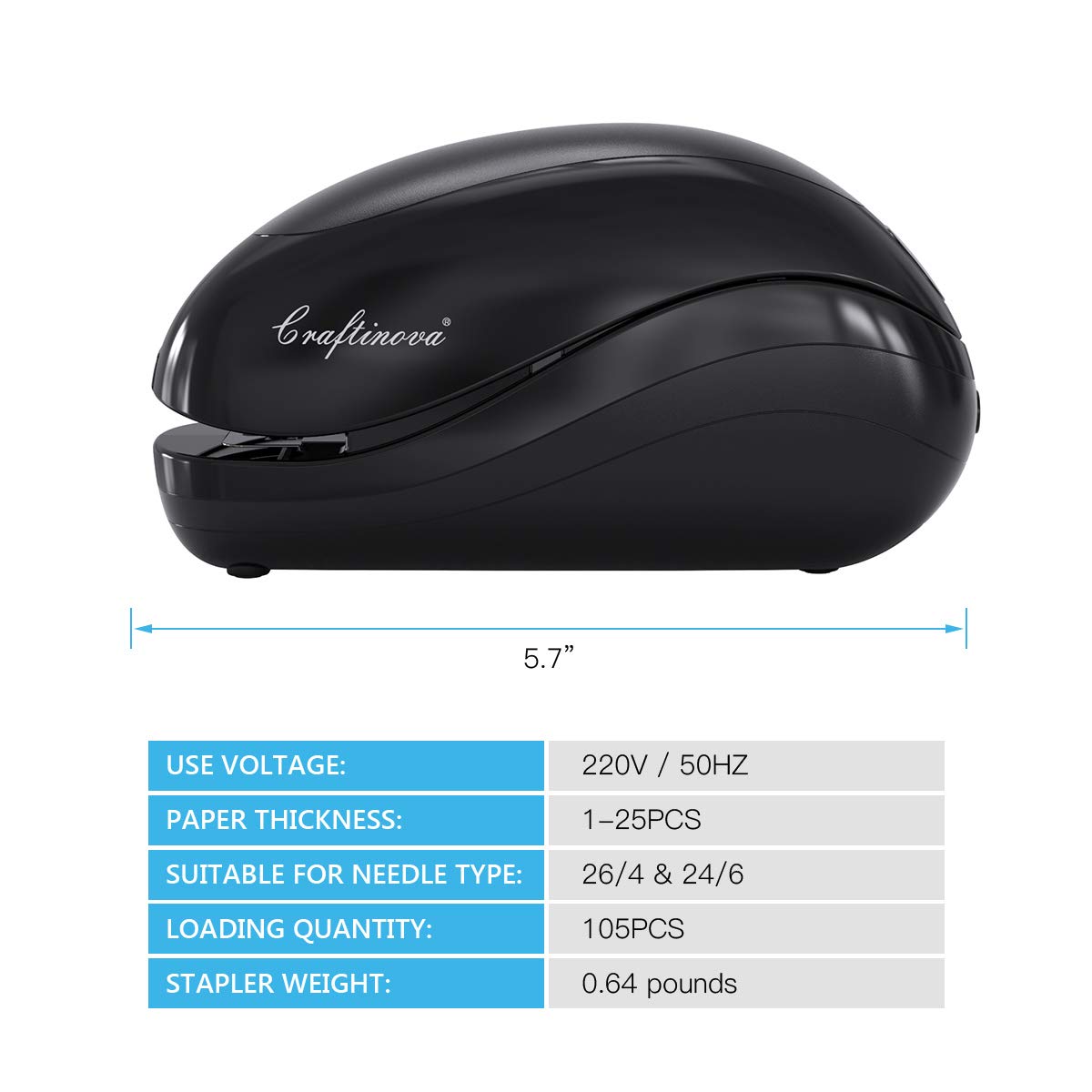 Craftinova Electric Stapler with Staples | Compact Office Stapler