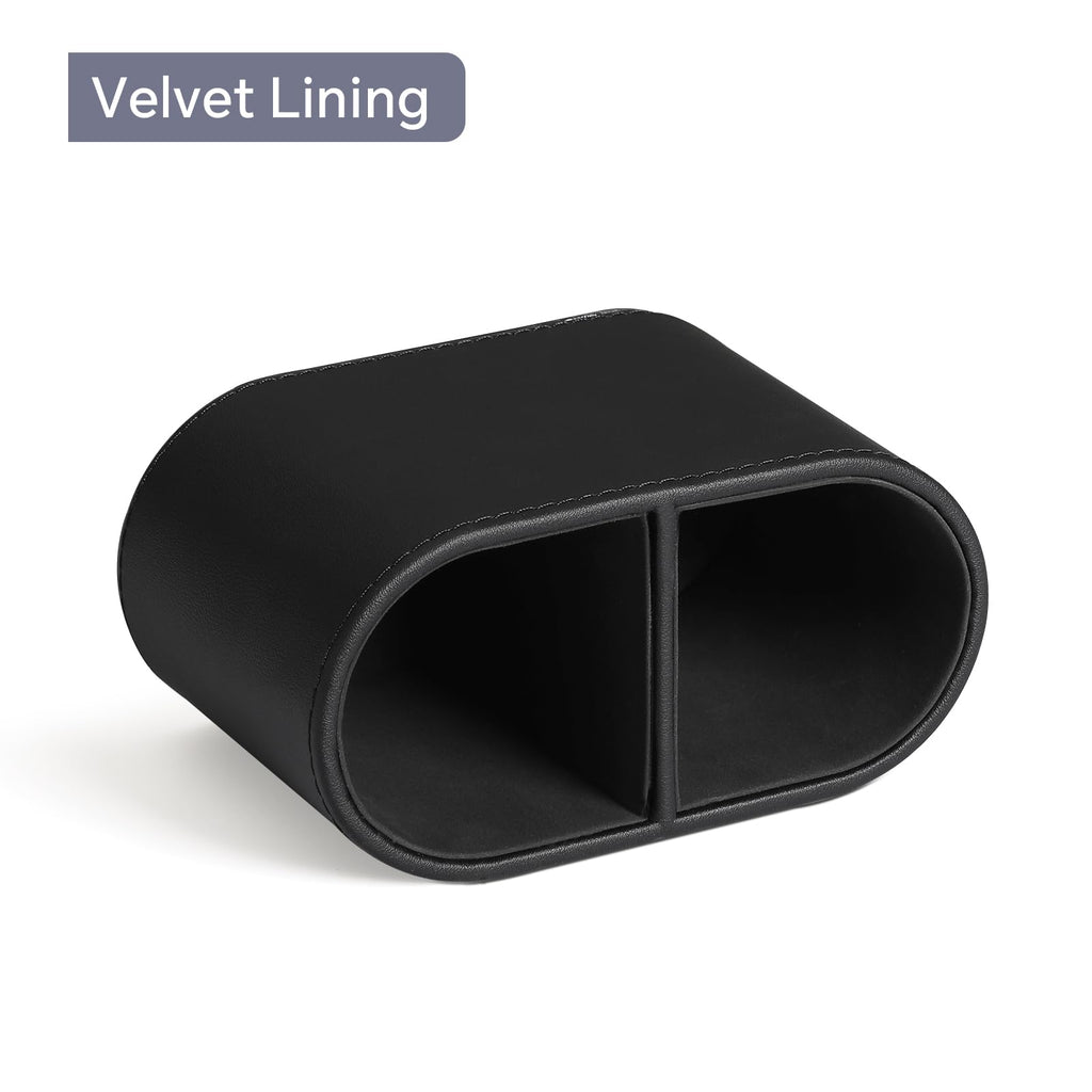 PU Leather Pen Holder – Dual-Compartment Desk Organizer Cup