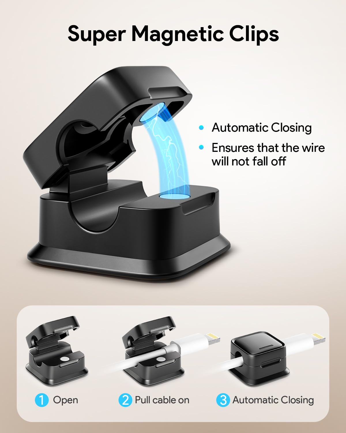 Magnetic Desk Cable Organizer Clips – Strong Adhesive (8 Pack)