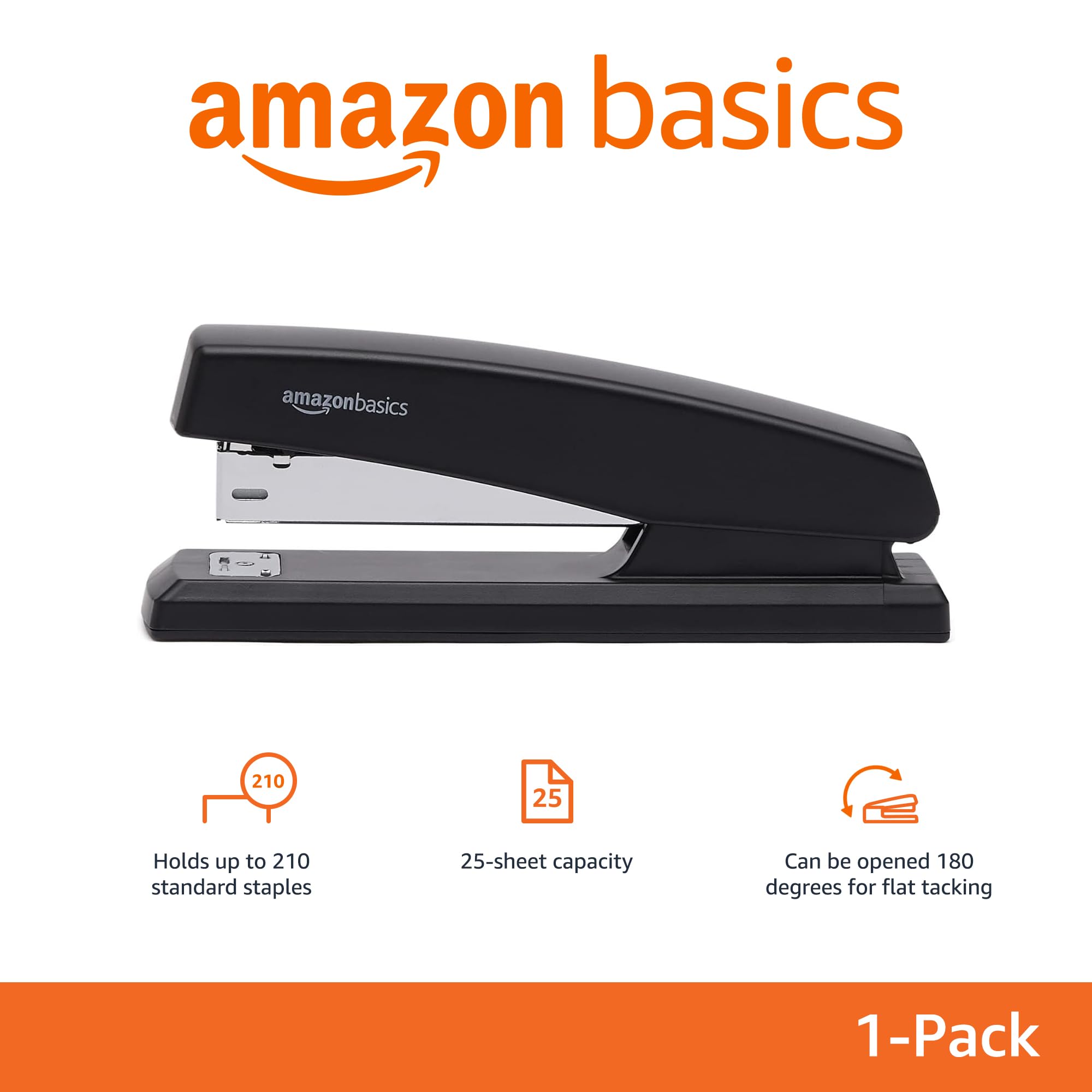 Amazon Basics Office Stapler with Staples | Non-Slip Desk Stapler