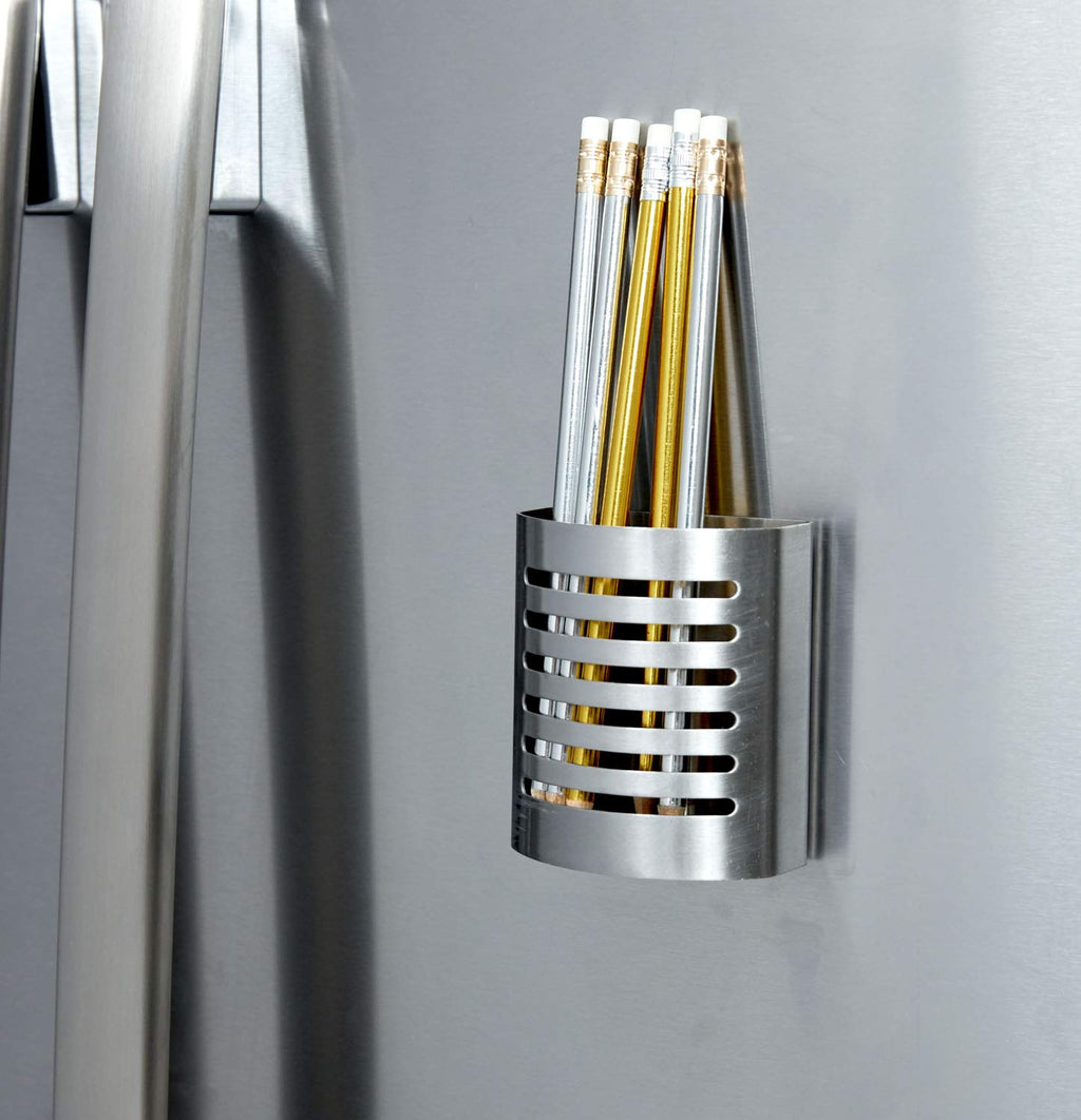 Magnetic Pen & Pencil Holder – Stainless Steel Desk Organizer Cup