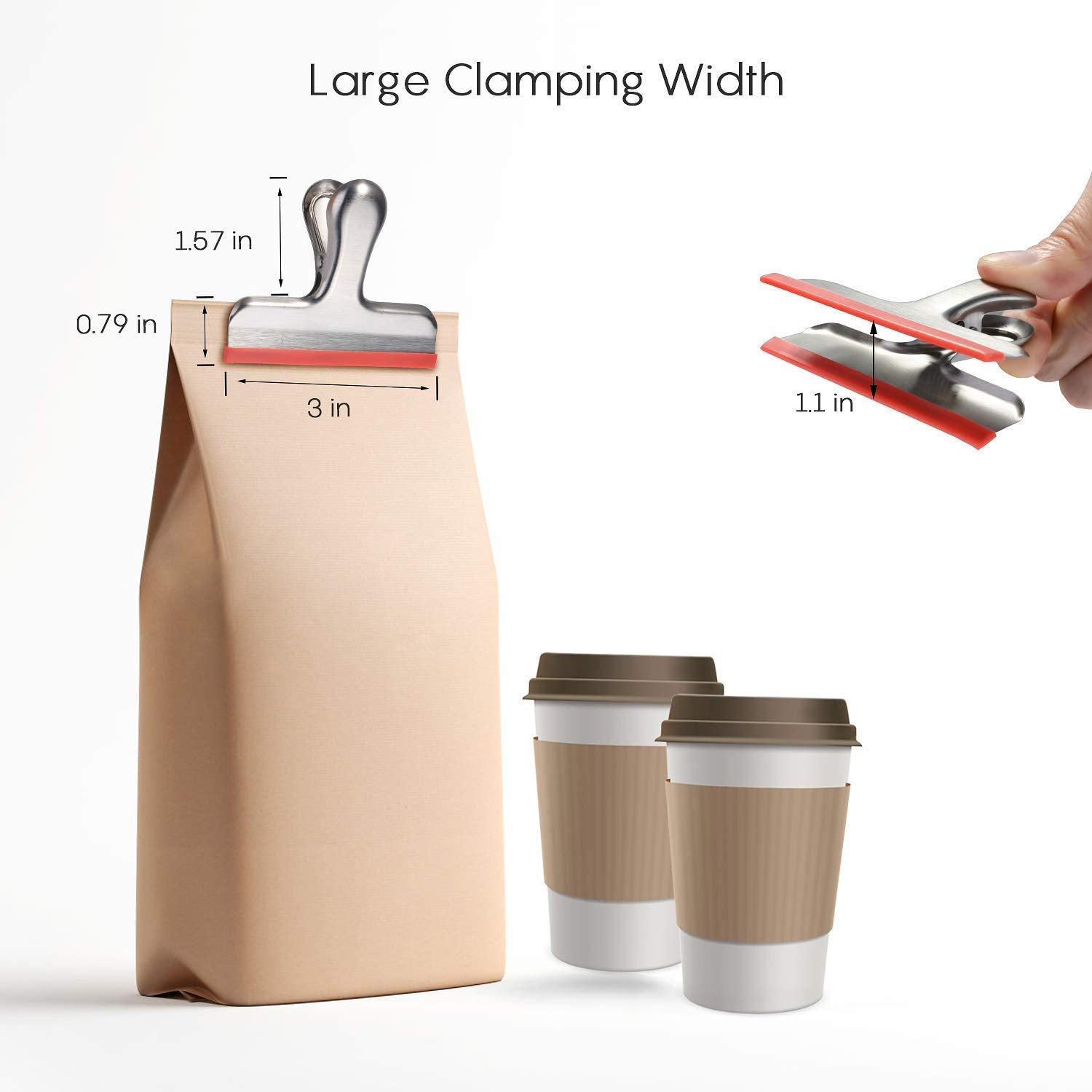 Silicone-Coated Stainless Steel Bag Clips (8-Pack)