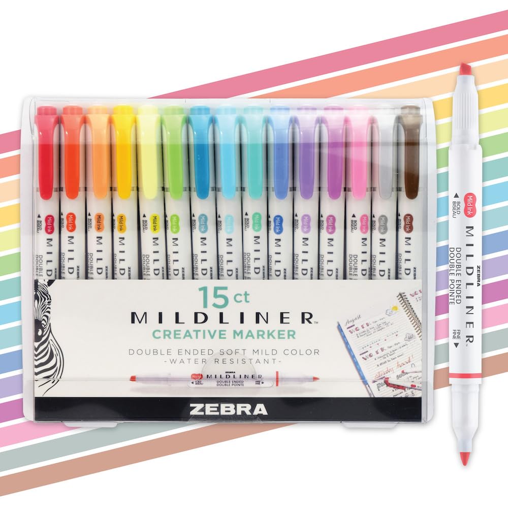Zebra Mildliner Highlighters | Dual-Tip Pastel Marker Set