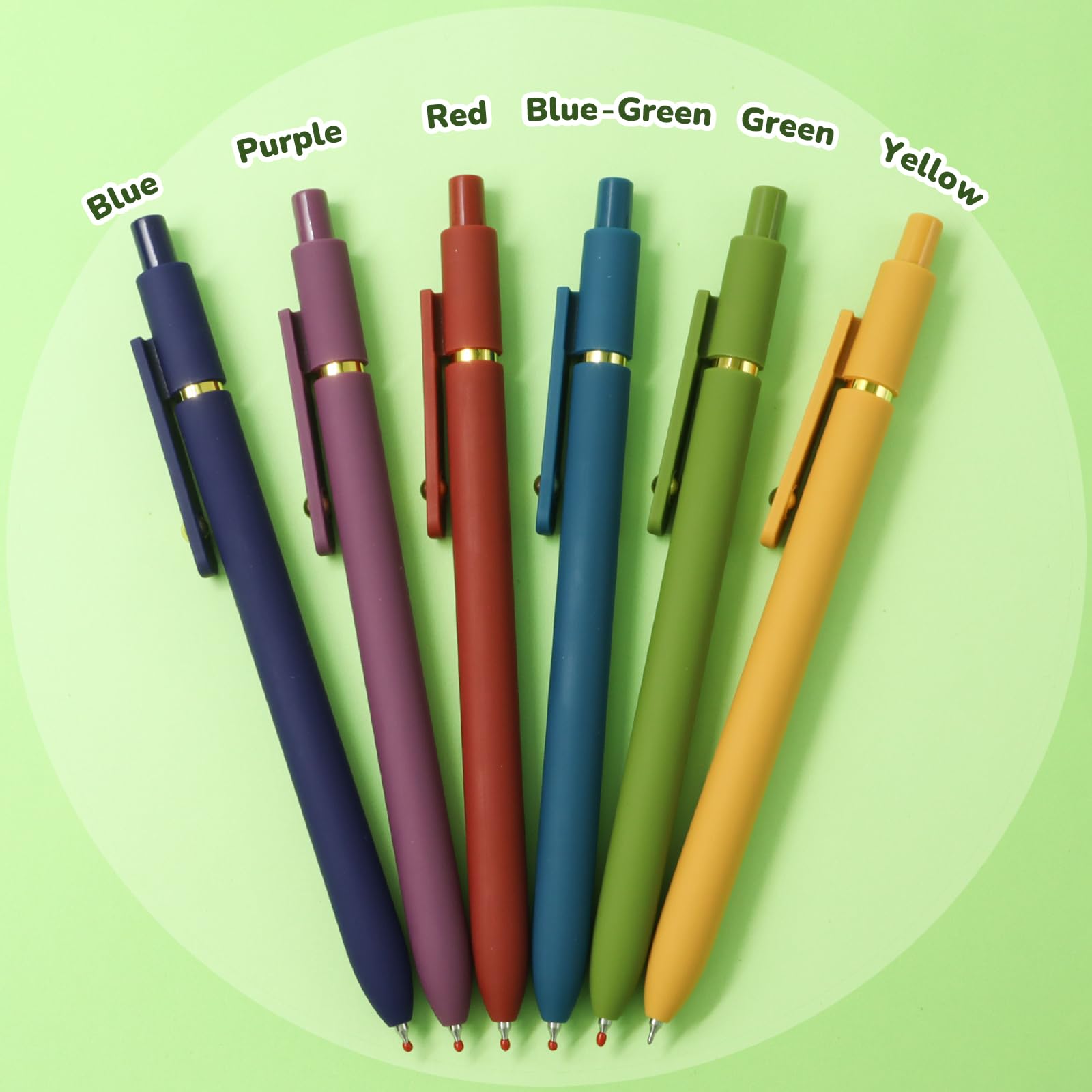 UIXJODO Gel Pens | Gold Vintage Set of 6 — Fine 0.5 mm Writing Pens