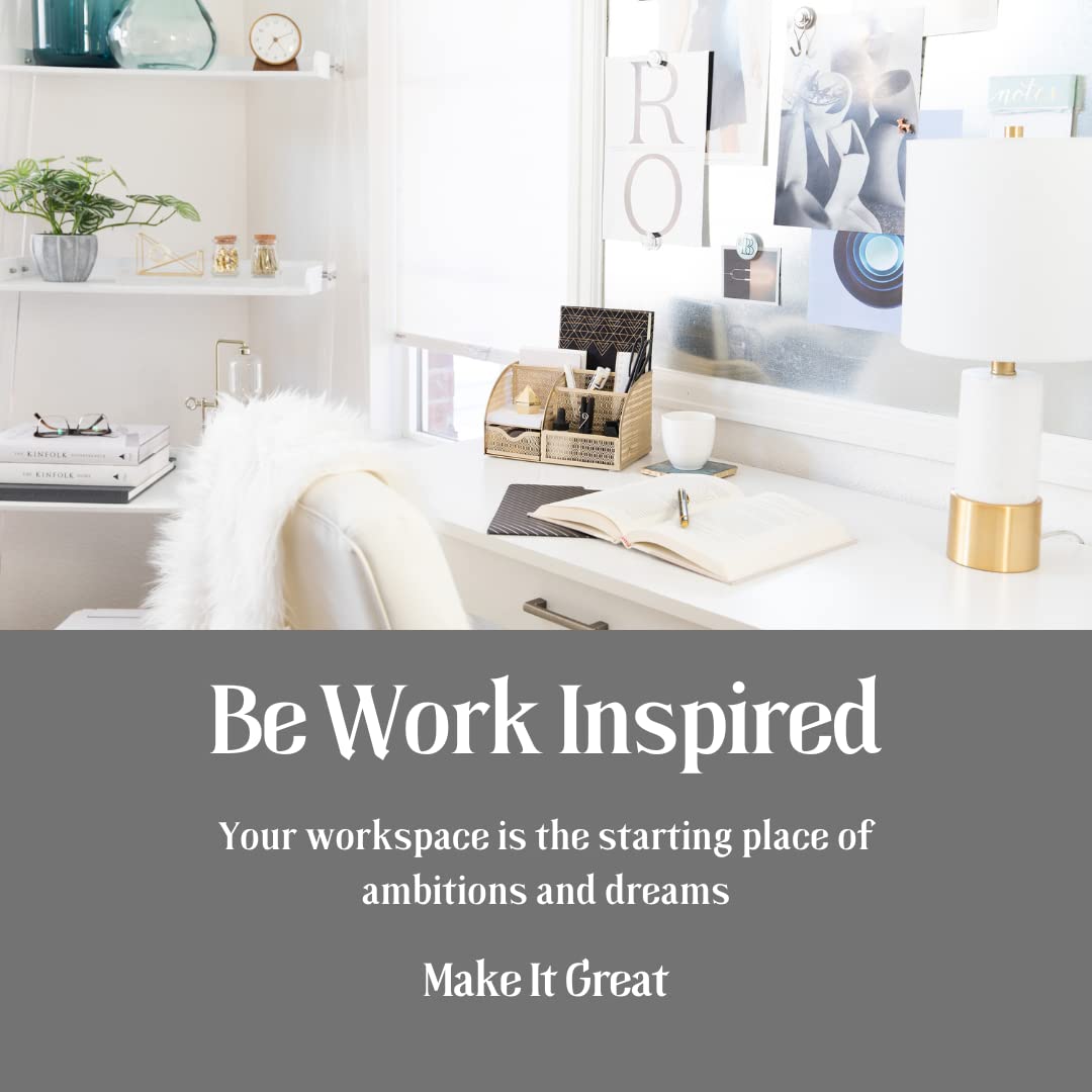 Gold Desk Organizer with Drawer – Metal Desktop Caddy (6 Compartments)