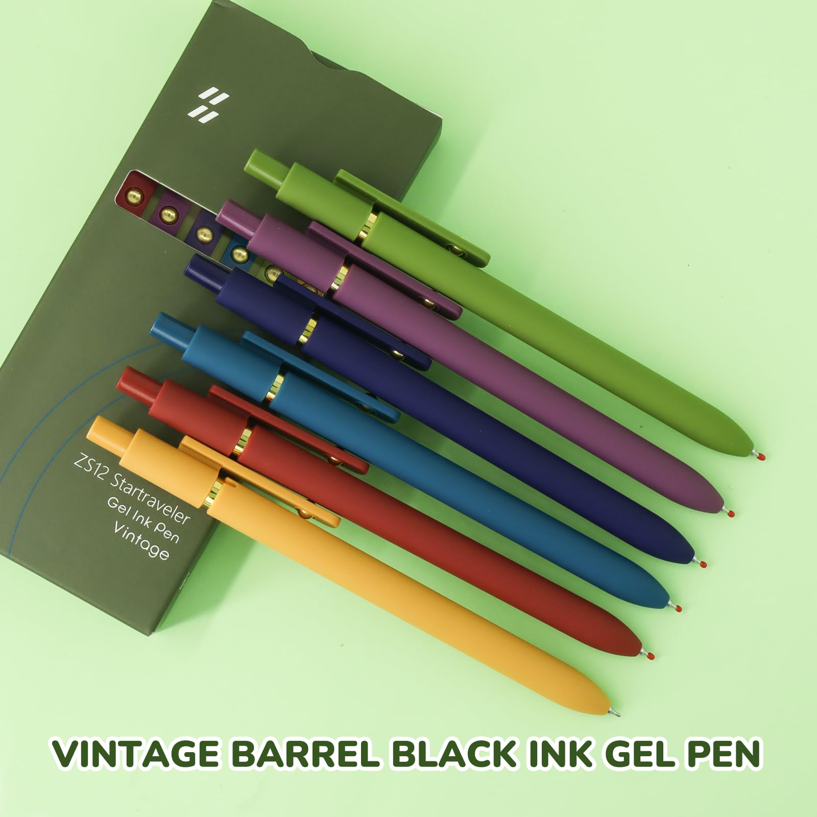 UIXJODO Gel Pens | Gold Vintage Set of 6 — Fine 0.5 mm Writing Pens