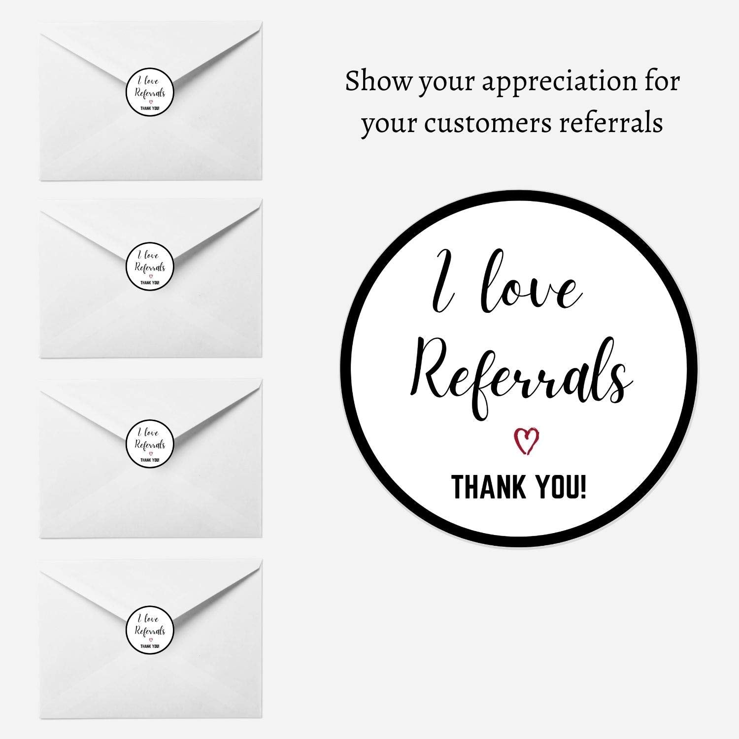 Thank You Referral Stickers Roll – 500 Waterproof Labels (1.5”)