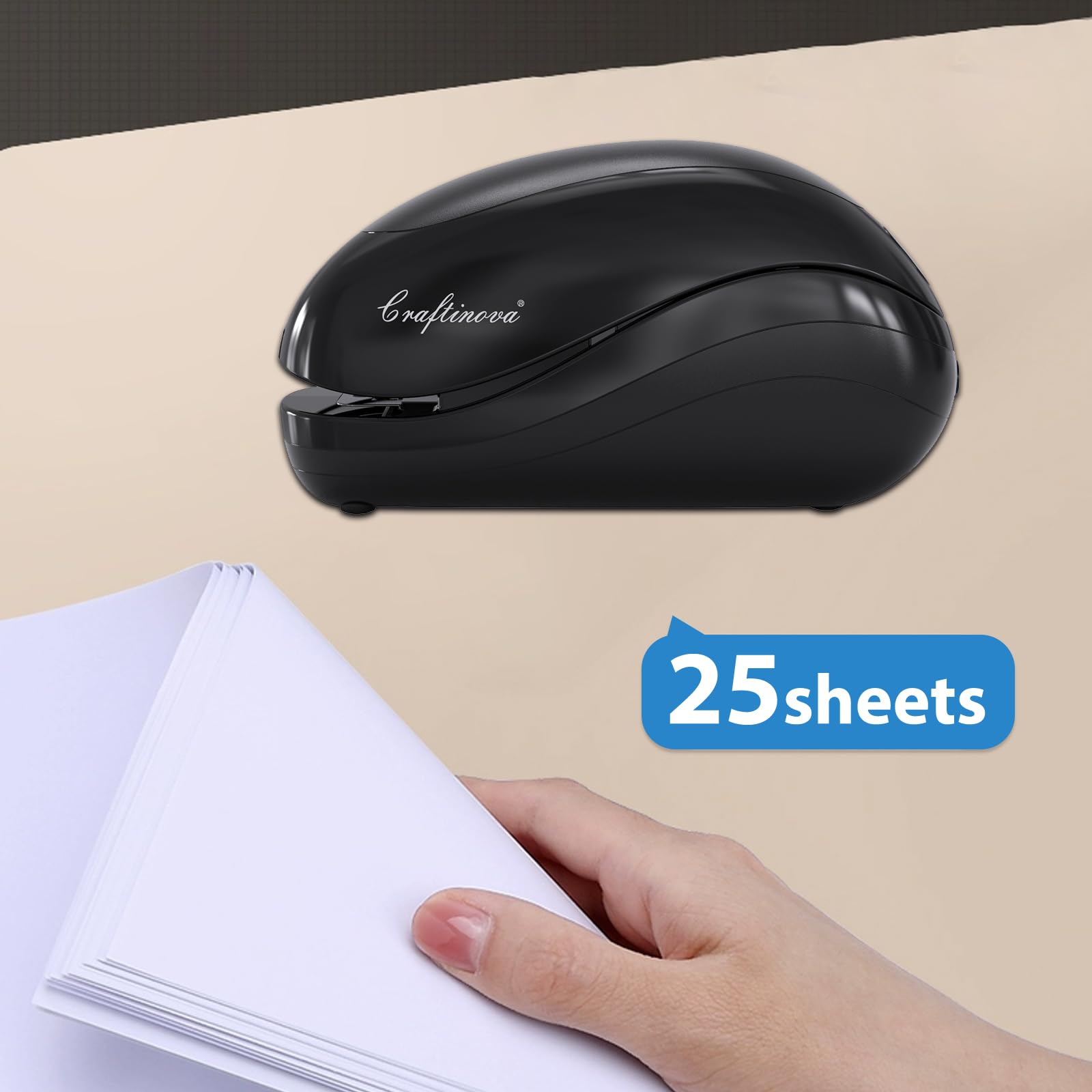 Craftinova Electric Stapler with Staples | Compact Office Stapler