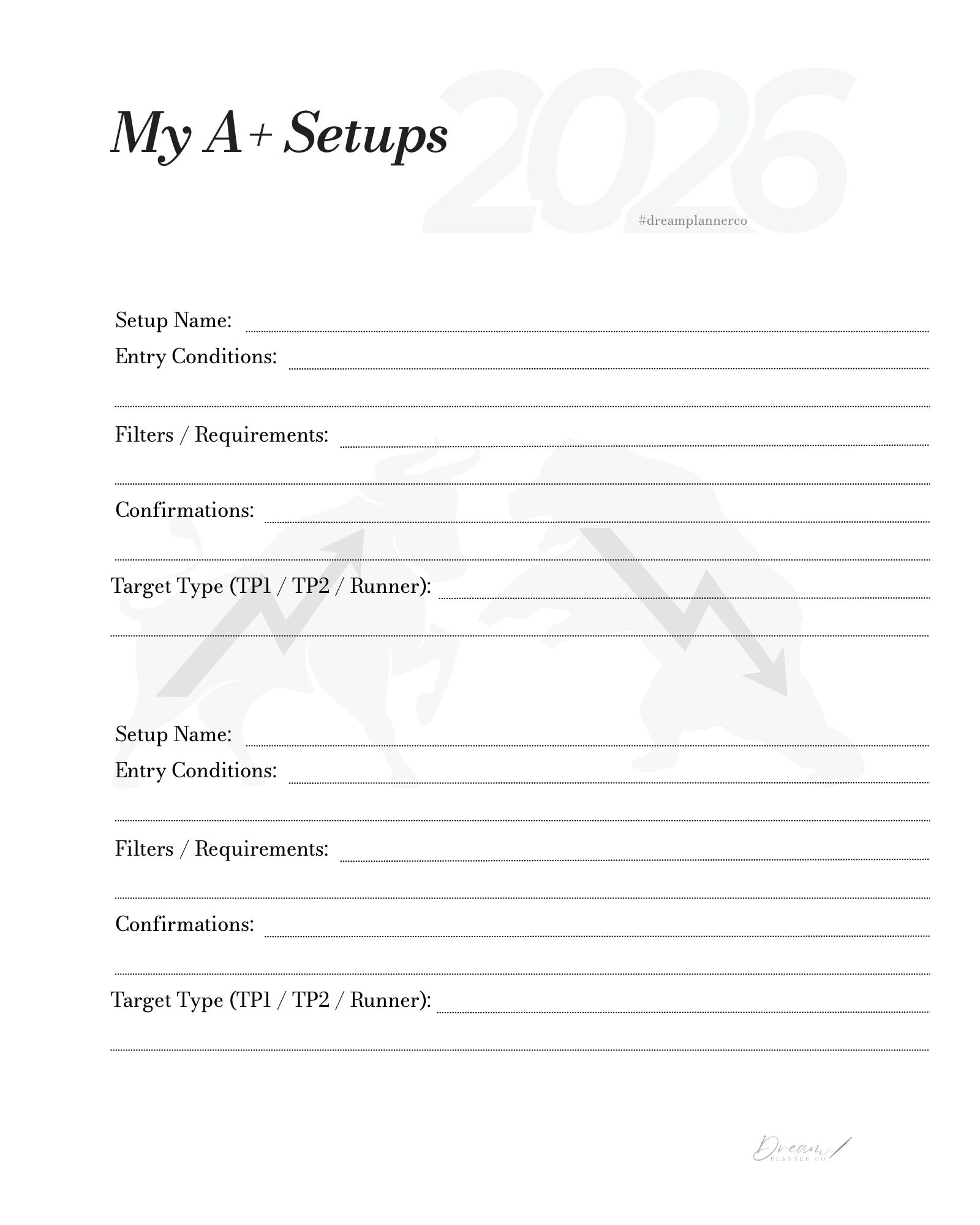 Trader Planner 2026 | Daily Trading Journal & Risk Management