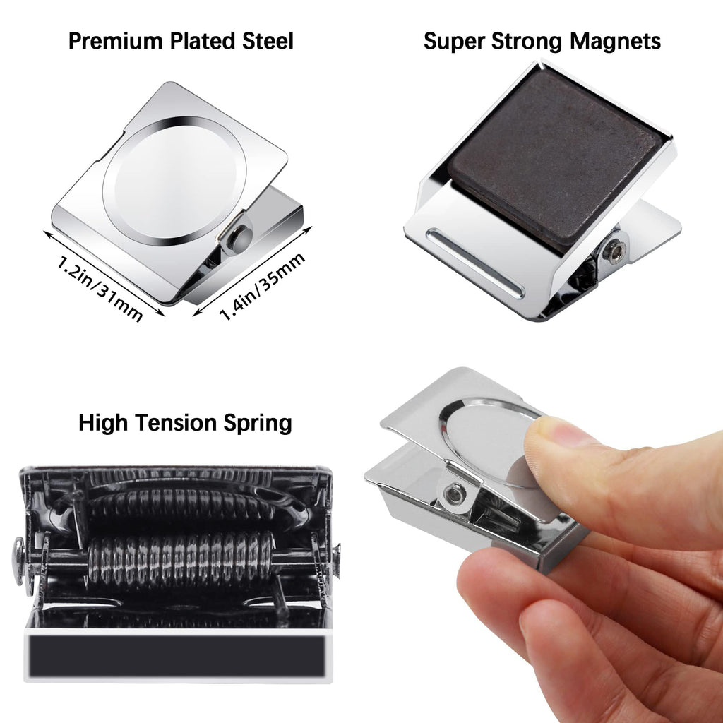 Strong Magnetic Metal Clips 1.2 Inch (12-Pack)