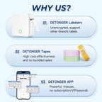 Detonger Bluetooth Label Maker – Portable Rechargeable Mini Printer