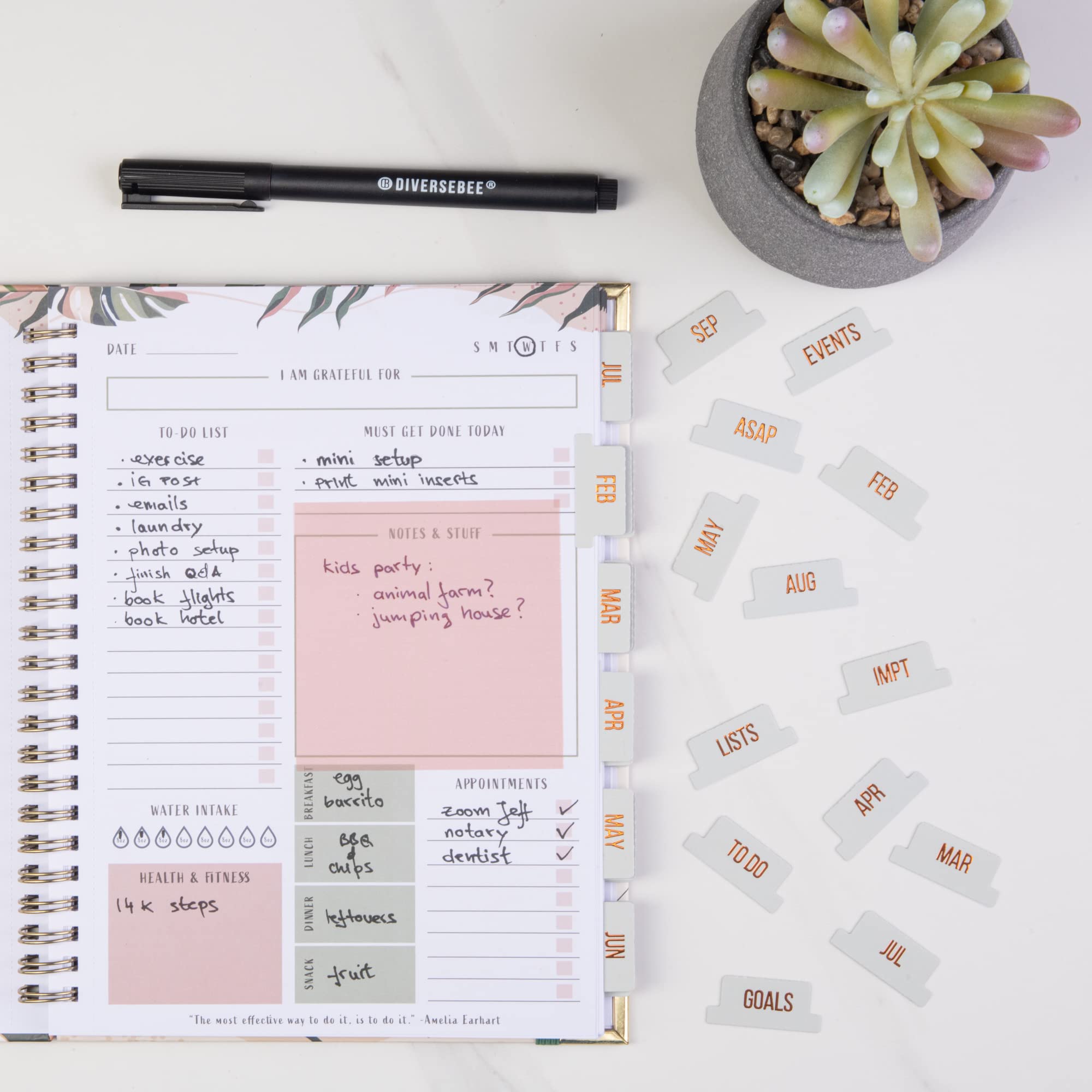 Gold Foil Monthly Planner Tabs – 24 Laminated Peel & Stick Labels