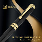Beiluner Black & Gold Metal Pen | Premium Ballpoint Writing Tool