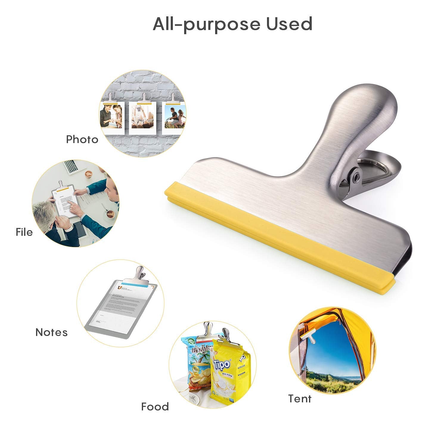 Silicone-Coated Stainless Steel Bag Clips (8-Pack)