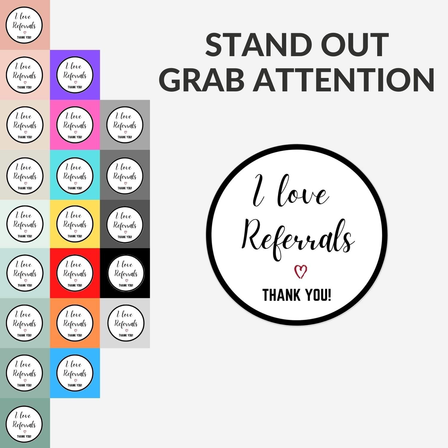 Thank You Referral Stickers Roll – 500 Waterproof Labels (1.5”)