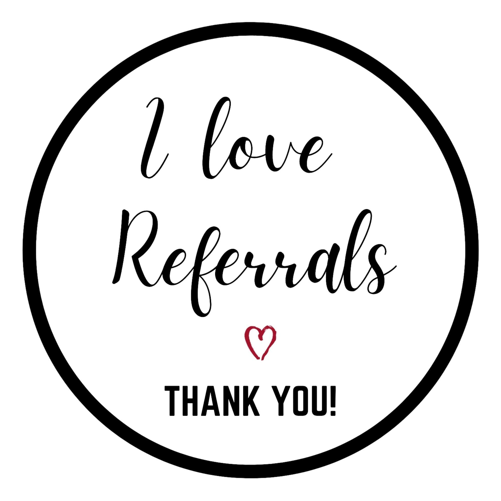 Thank You Referral Stickers Roll – 500 Waterproof Labels (1.5”)