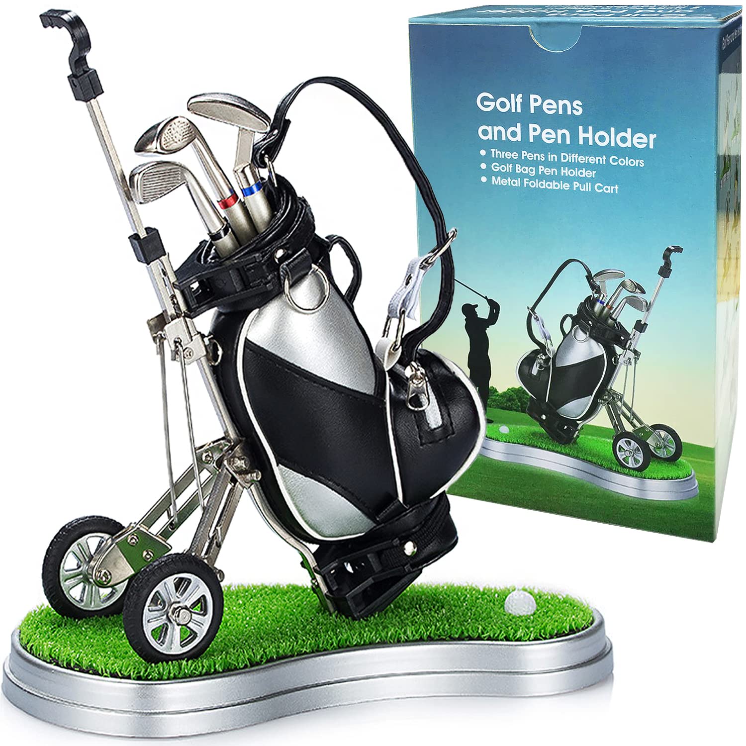 Golf Pen Holder – Mini Golf Bag Desk Accessory & Gift for Men