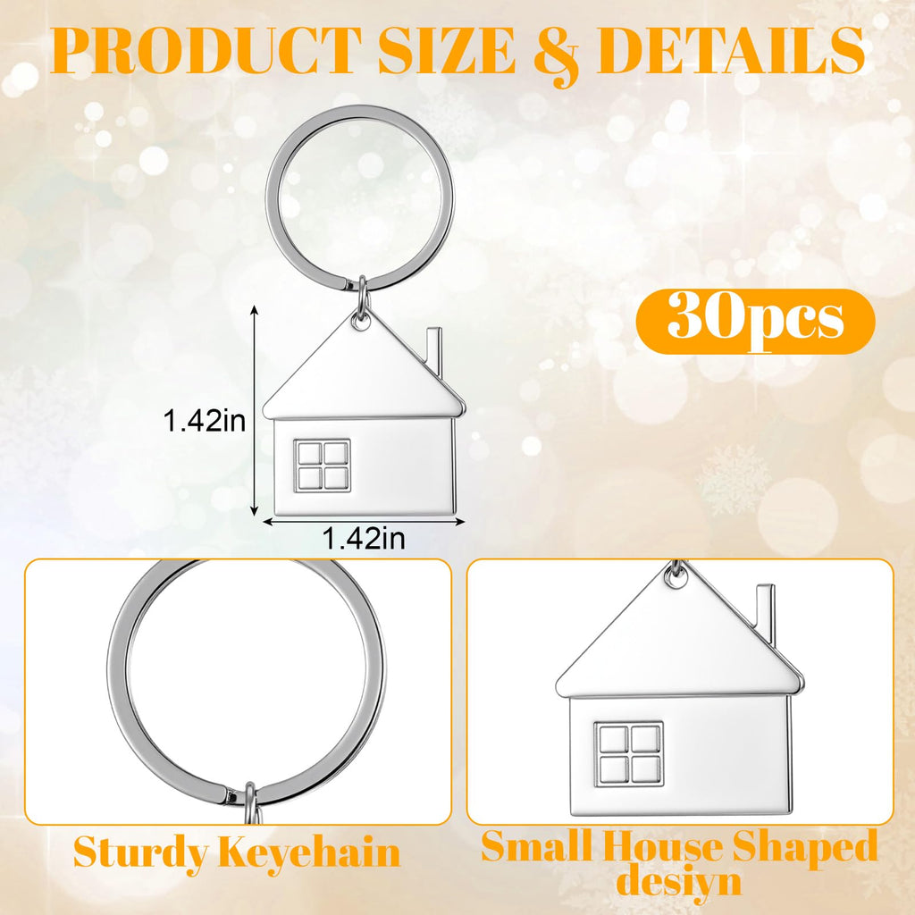 House Keychain Set (30 pcs) | House-Shaped Metal Key Rings