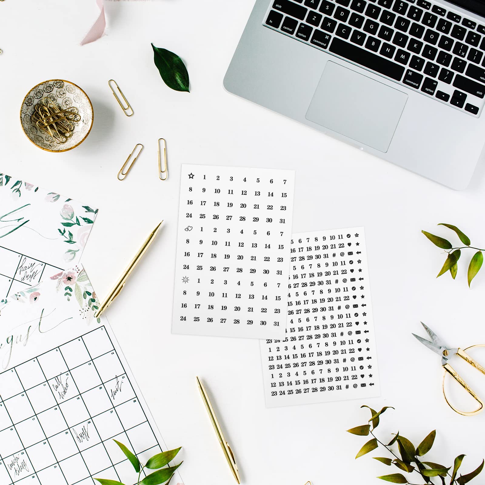 Small Number Date Stickers – 12 Sheets for Planners & Calendars