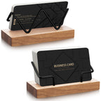 Wood Business Card Holder Set (2-Pack) – Minimal Desk Display Stand