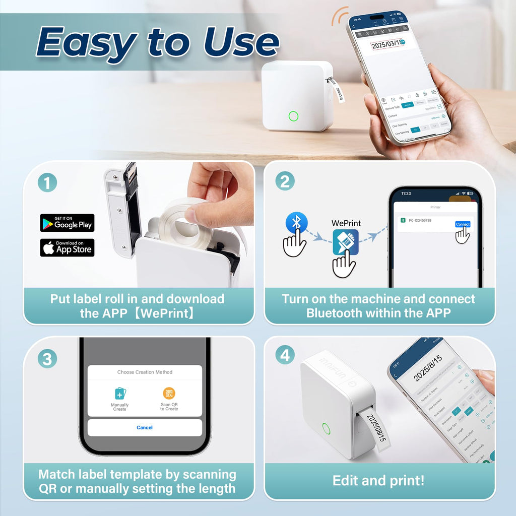 Detonger Bluetooth Label Maker – Portable Rechargeable Mini Printer