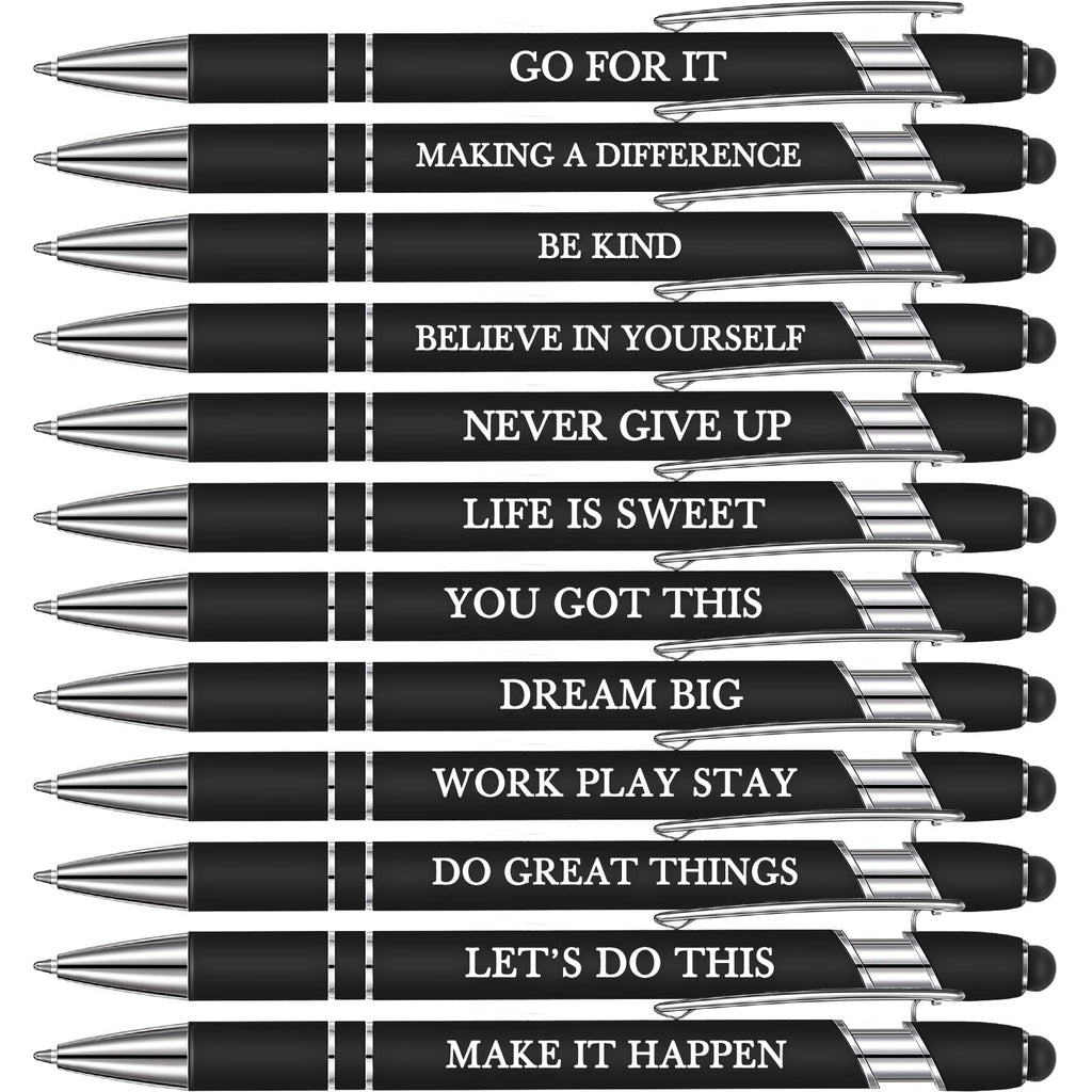 Inspirational Ballpoint Pens with Stylus (12-Pack) – Office Gifts