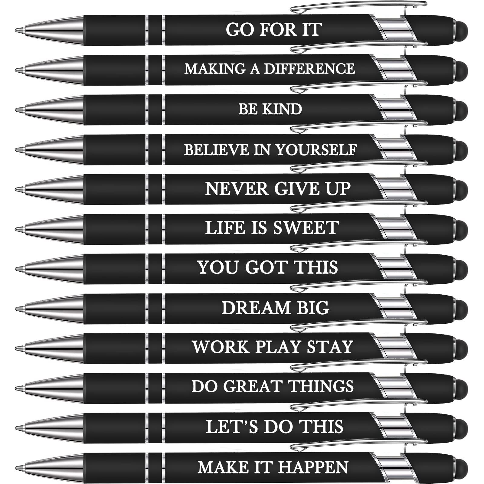 Inspirational Ballpoint Pens with Stylus (12-Pack) – Office Gifts
