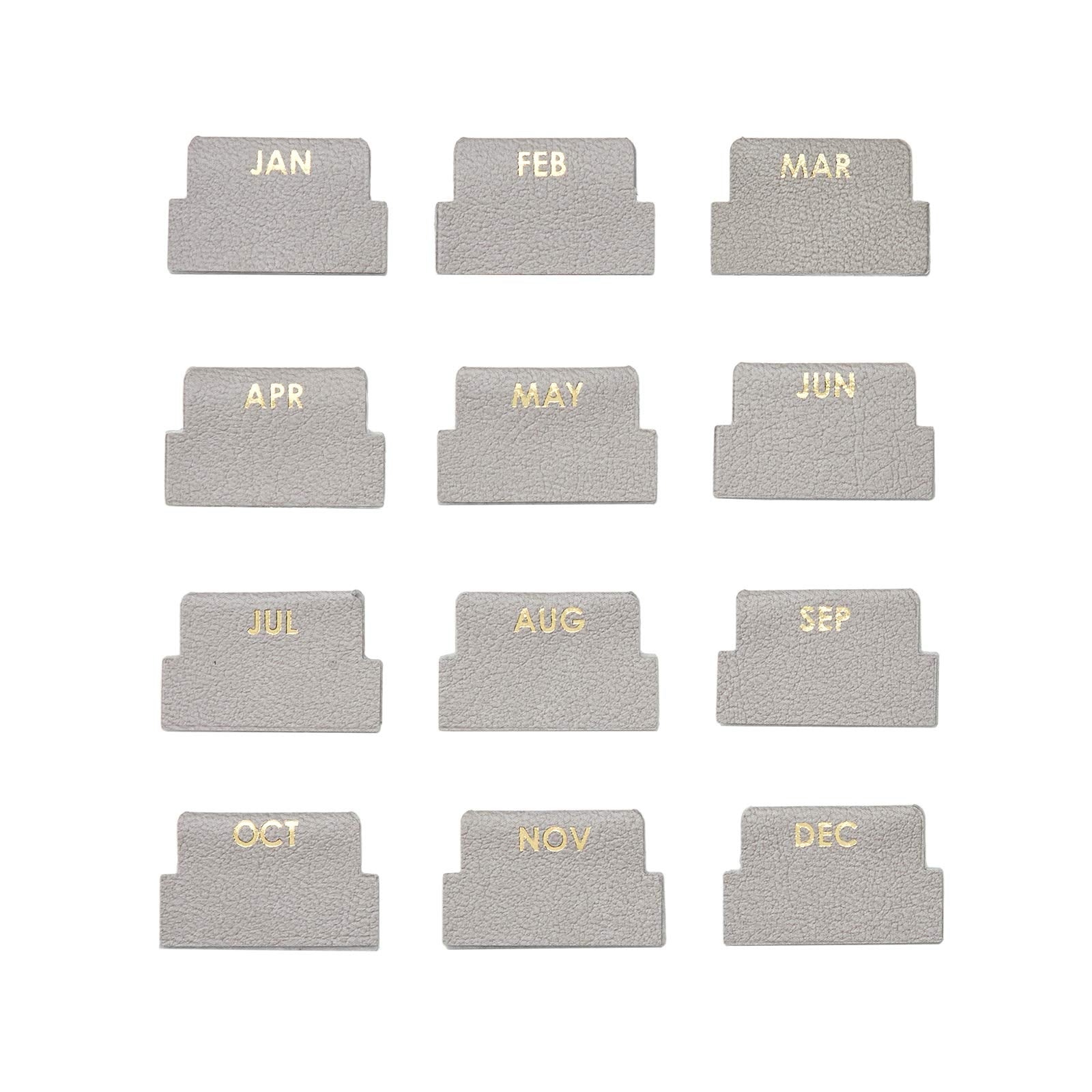 Vegan Leather Gold Foil Monthly Tabs – 12 Adhesive Planner Labels