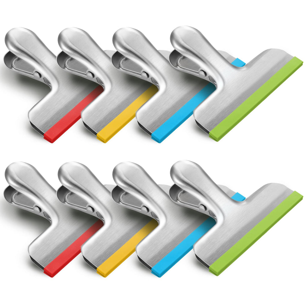Silicone-Coated Stainless Steel Bag Clips (8-Pack)