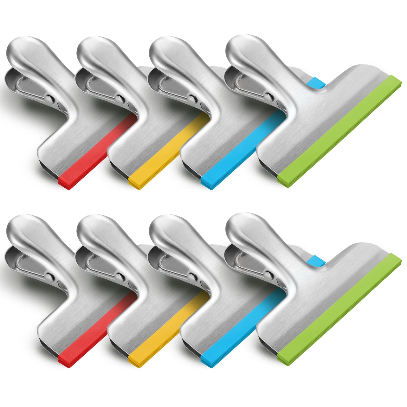 Silicone-Coated Stainless Steel Bag Clips (8-Pack)