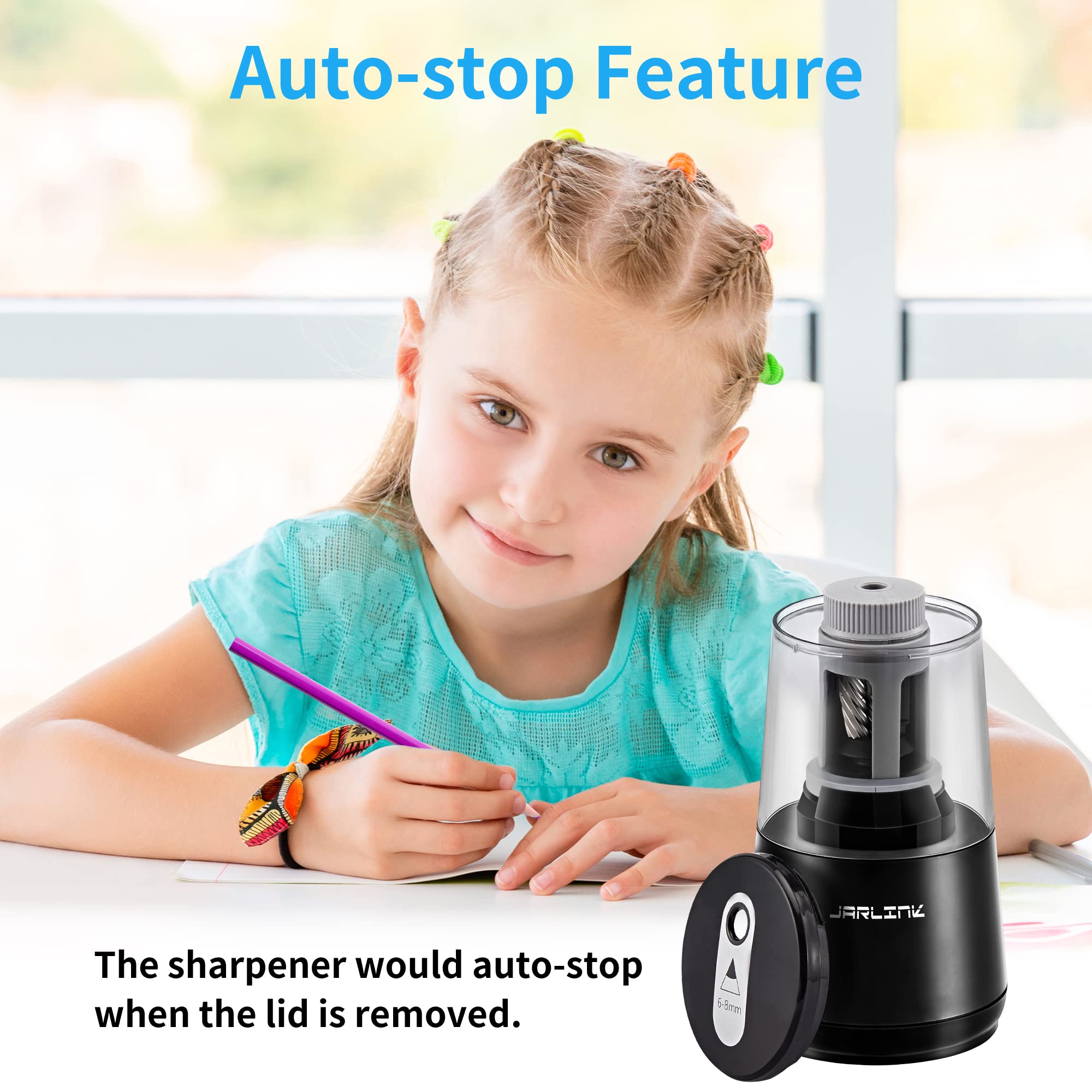 JARLINK Electric Pencil Sharpener | Heavy-Duty Auto Stop