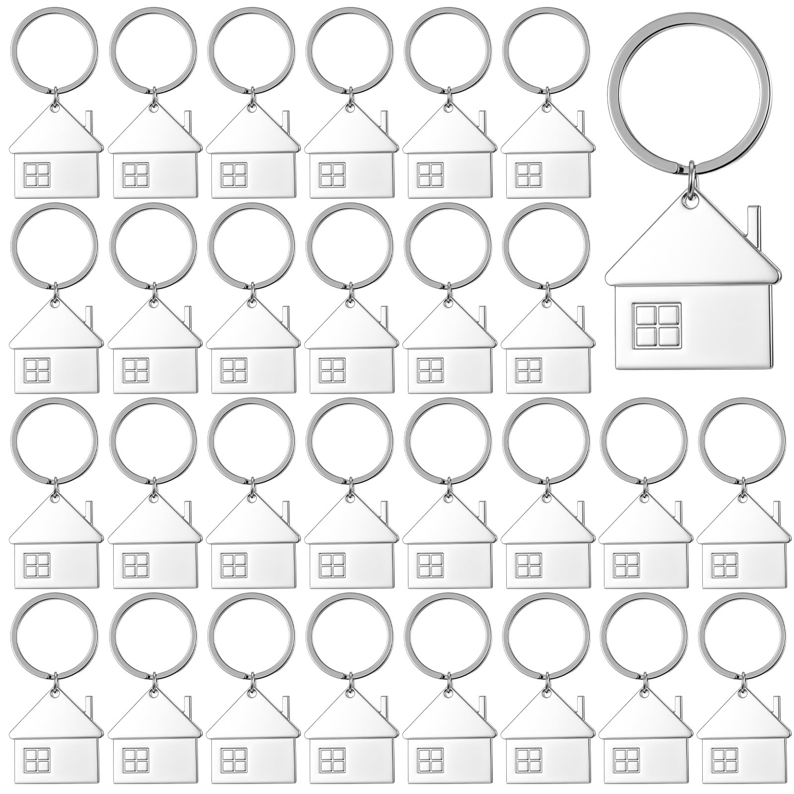 House Keychain Set (30 pcs) | House-Shaped Metal Key Rings