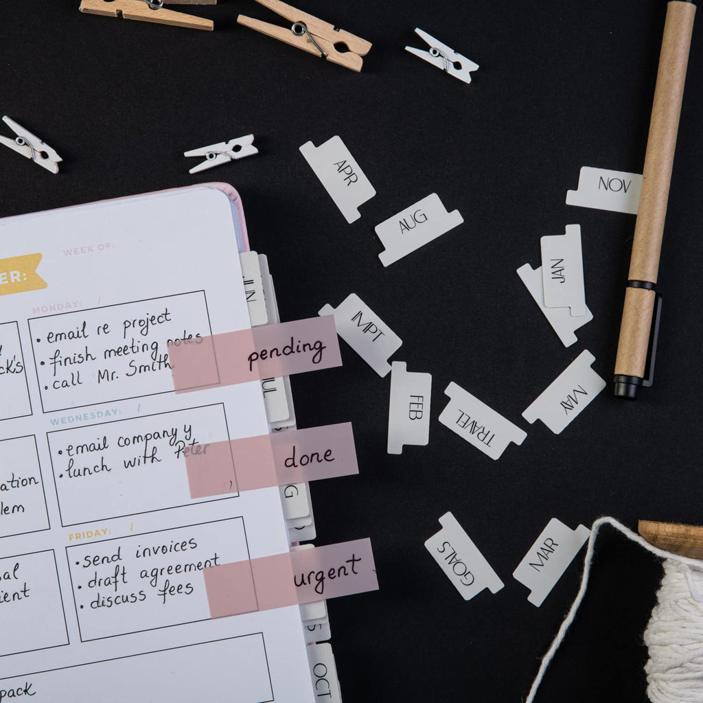 Transparent Sticky Notes Set | Clear Planner Tabs & Quick-Dry Pen