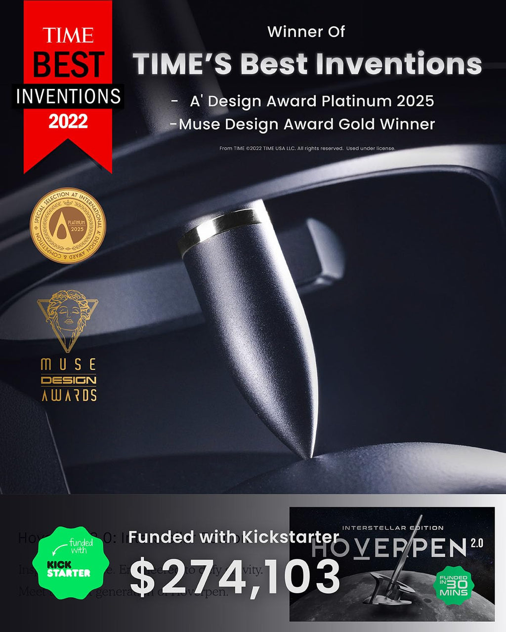 Novium Hoverpen 2.0 Interstellar | Luxury Space Black Executive Pen