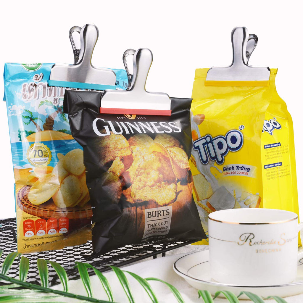 Silicone-Coated Stainless Steel Bag Clips (8-Pack)