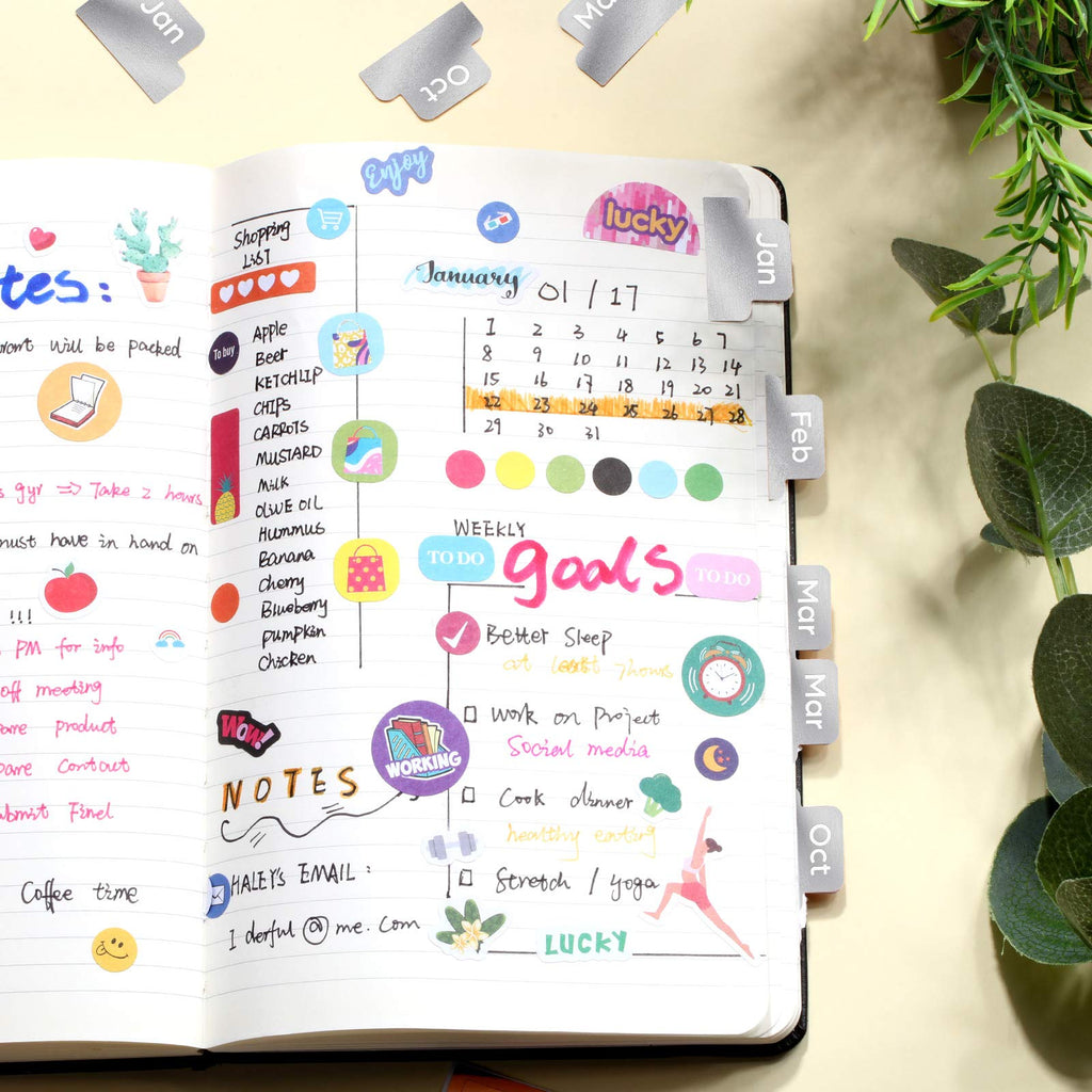 Monthly Planner Tabs | Adhesive Monthly Stickers for Journals & Notebooks