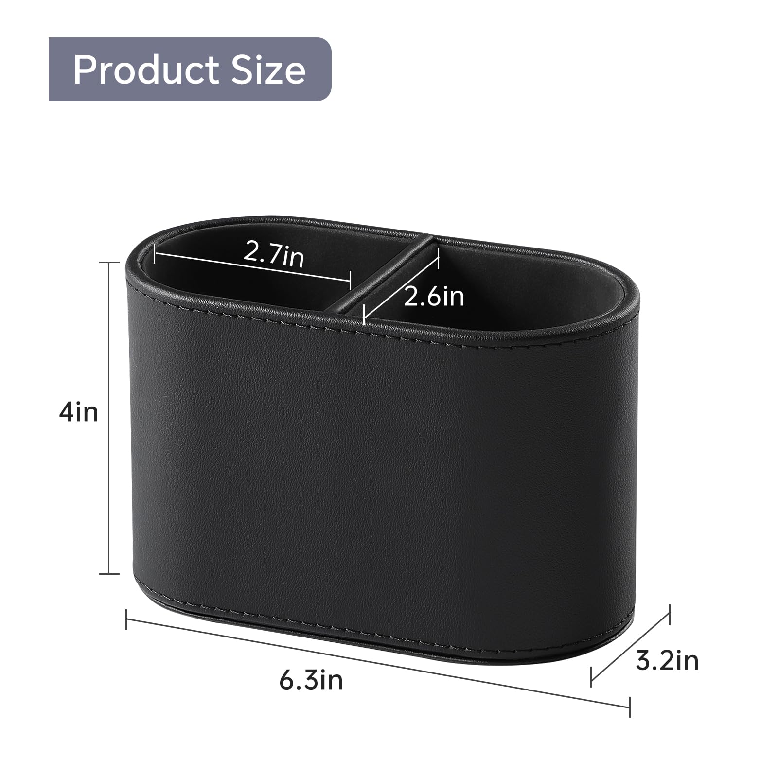 PU Leather Pen Holder – Dual-Compartment Desk Organizer Cup